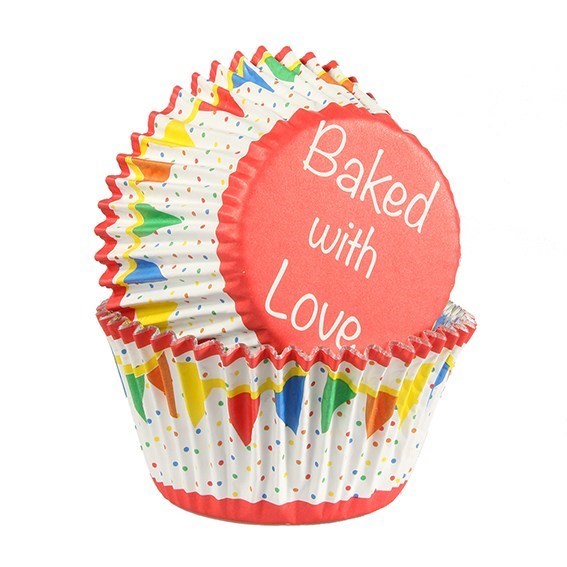 Baked With Love - Foil Lined Bunting Red 25 Pack