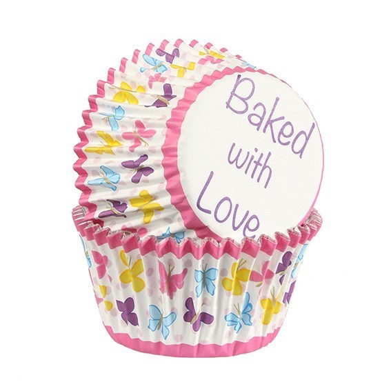 Baked With Love - Foil Lined Butterfly Pink 25 Pack