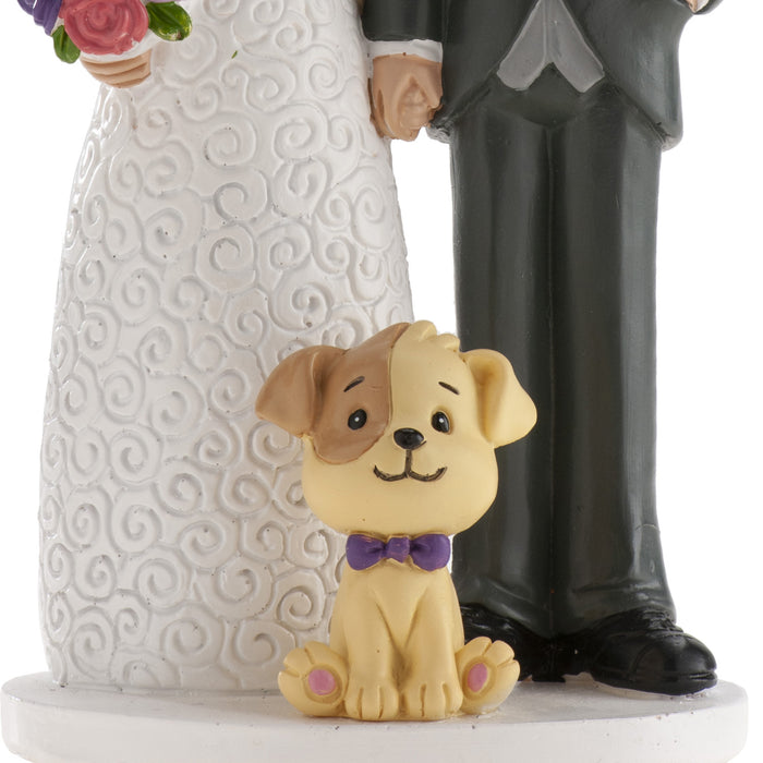 Wedding Couple & Dog 16cm