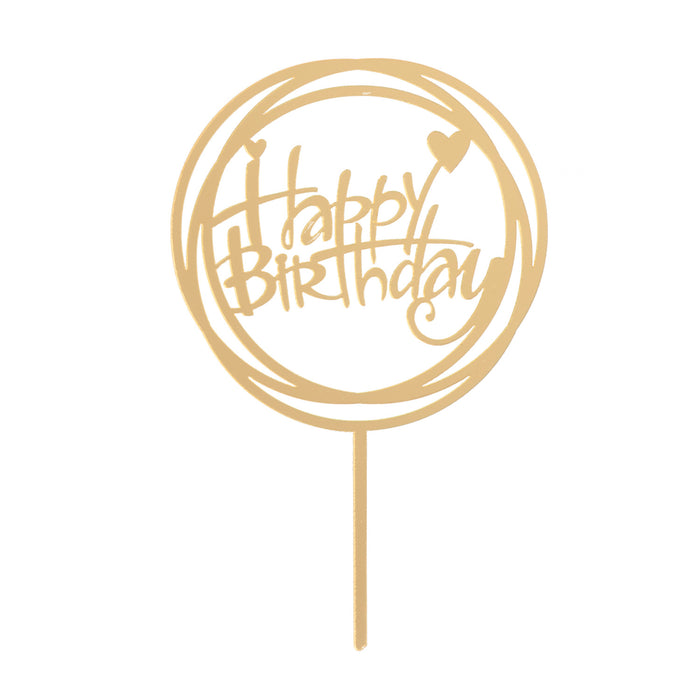 Gold Happy Birthday Circle 150mm x 100mm