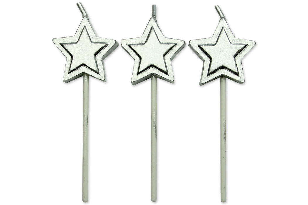 Silver Star Candles 8pk