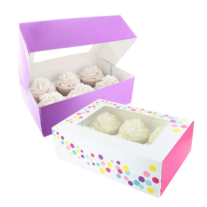 Confetti Insertable 6 Full/Mini 12 Insert Cupcake Box - Confetti Twin Pack — Bakeworld.ie