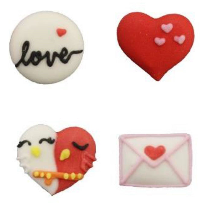 Love Heart And Letters Sugar Decorations - 12 Pack