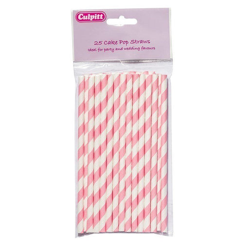 Cake Pop Sticks - Pink Candy Stripe 25 piece - Bakeworld.ie