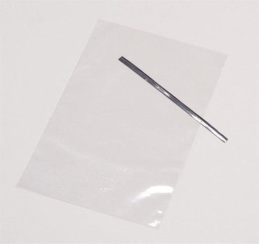 Clear Cake Pop Bag with Silver Tie 50 pk 120 mm x 200 mm - Bakeworld.ie