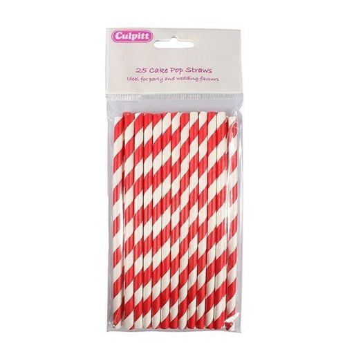 Cake Pop Sticks - Red Candy Stripe 25 piece - Bakeworld.ie