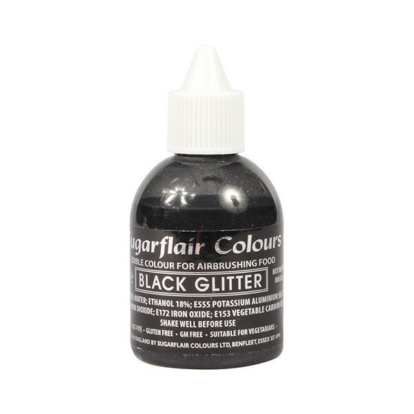 Sugarflair Airbrush Colour - Black Glitter 60ml