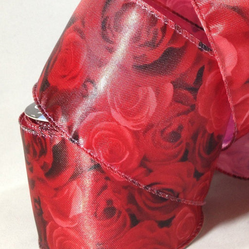 63mm Satin Rose Red Wired Edge 2.7 Metre - Bakeworld.ie