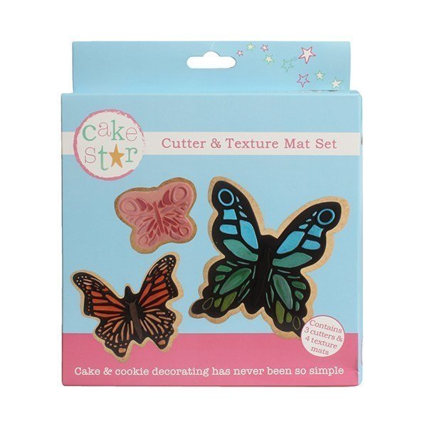 Cake Star Cutter & Texture Mat Set - Butterfly 3 Set - Bakeworld.ie