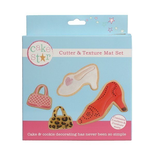 Cake Star Cutter & Texture Mat Set - Bags & Shoes 3 Set - Bakeworld.ie