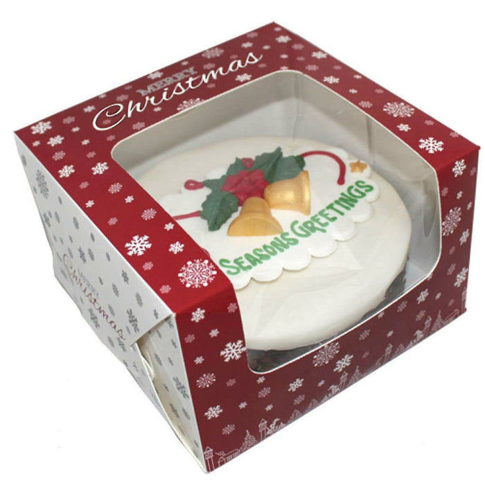 Christmas Cake box 10"x 10"x 5" White/Red