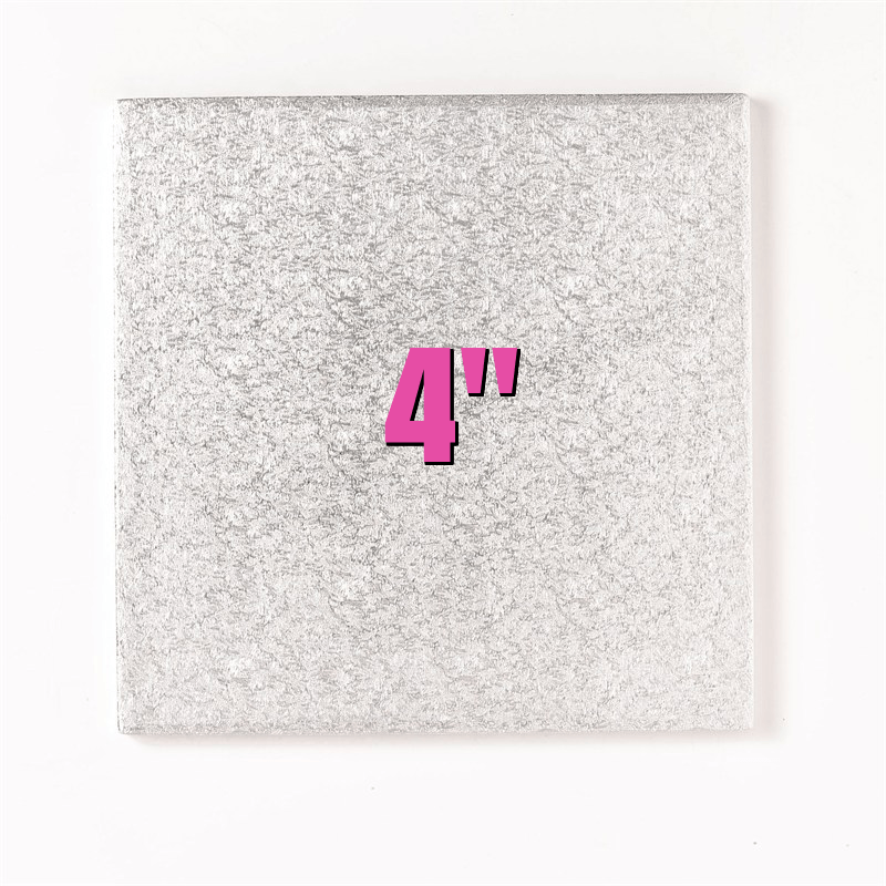 Bakeworld 4'' Square Cut Edge Cake Cards Silver Fern (1.75mm