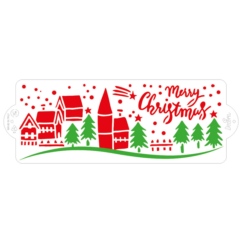 Stencil Christmas landscape