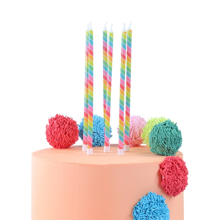Candles - Rainbow Extra Tall with Holders Pk/6 (18cm / 7")