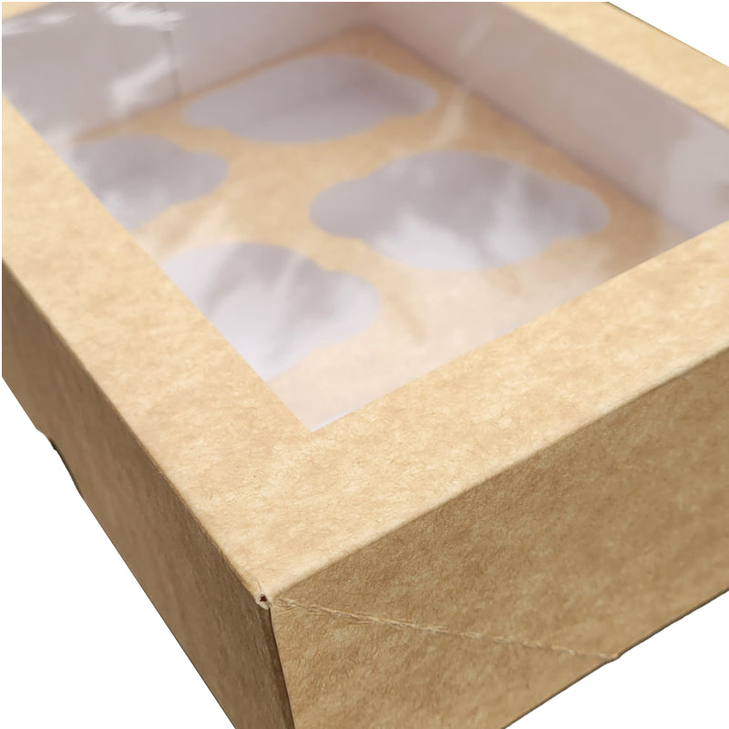 Kraft Print 6 Cupcake Box Inserts Included