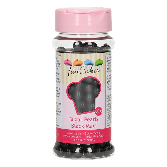 FunCakes Sugarpearls 7mm -Shiny Black- 80g