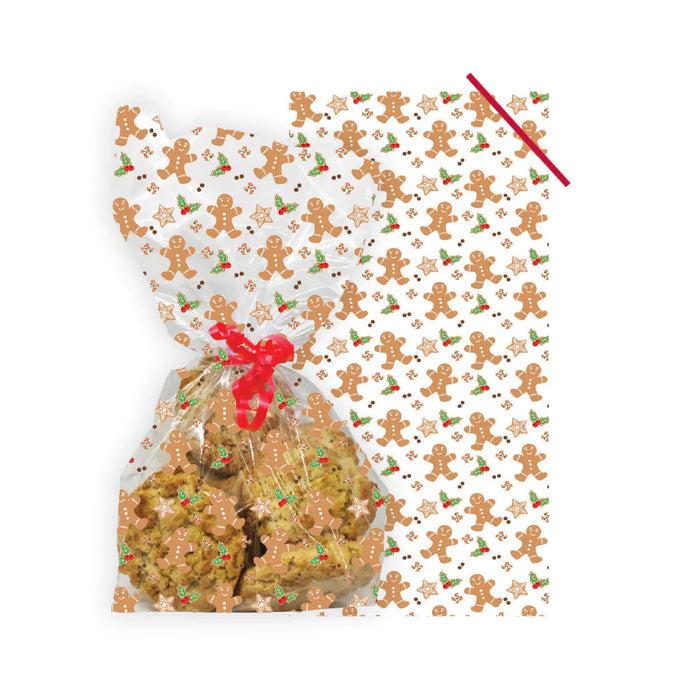Gingerbread Man Treat Bags with Ties 20 pc