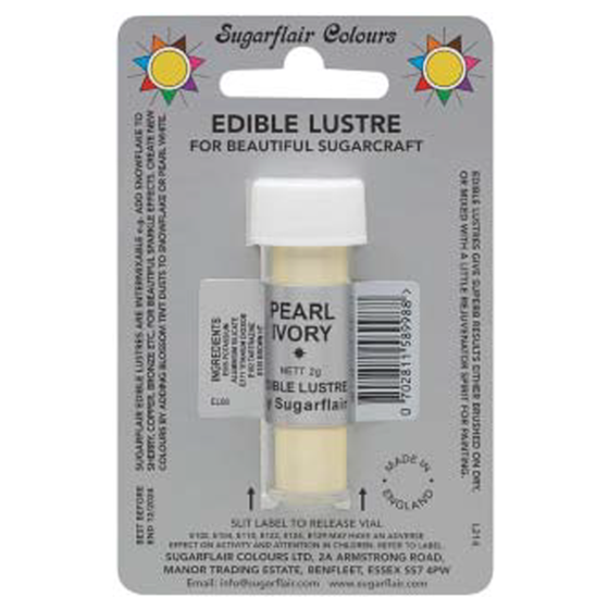 Sugarflair Edible Lustre Colour - Pearl Ivory E171 Free