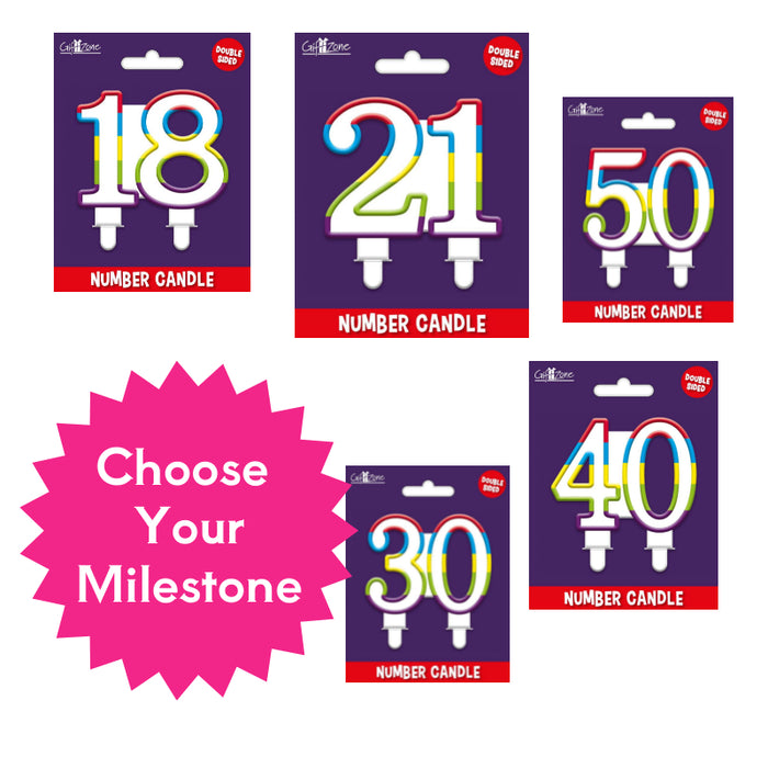 Milestone Number Candles 18-80