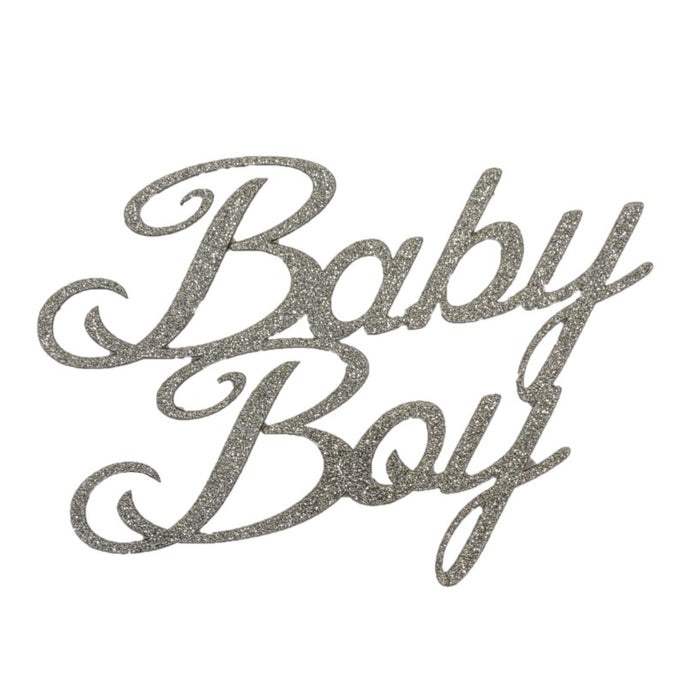 Cake Topper - Baby Boy Silver