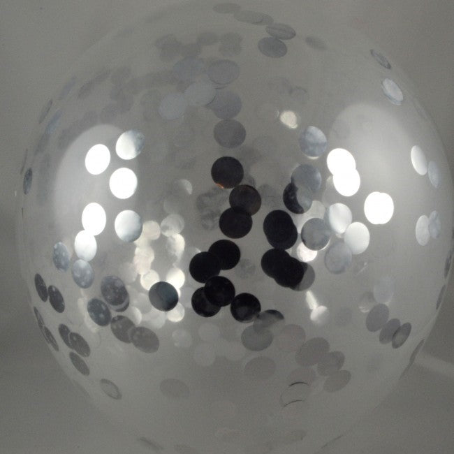 12" Latex Confetti Silver Balloons (Pack of 6)
