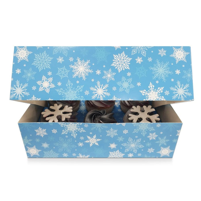 Blue Snowflake 6 Satin Cupcake Box