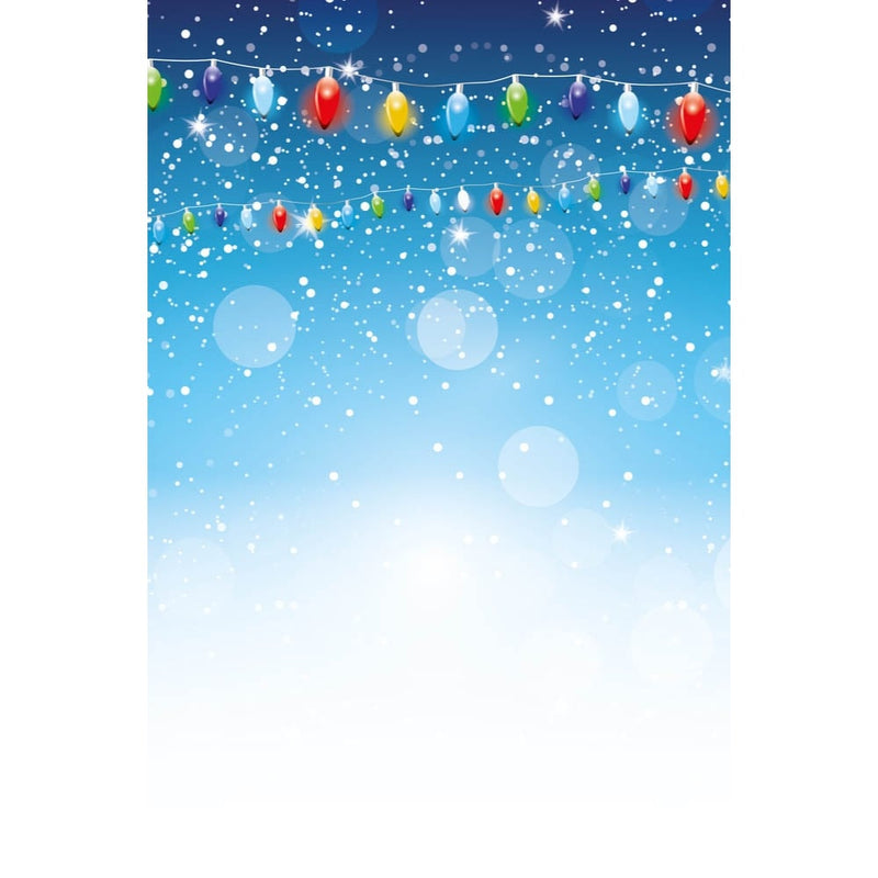 Snowy Christmas Lights Photography Backdrop