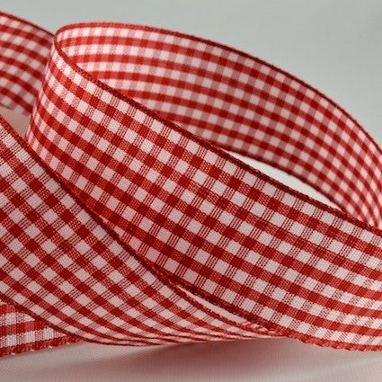 25mm Gingham Red 5 Mtr