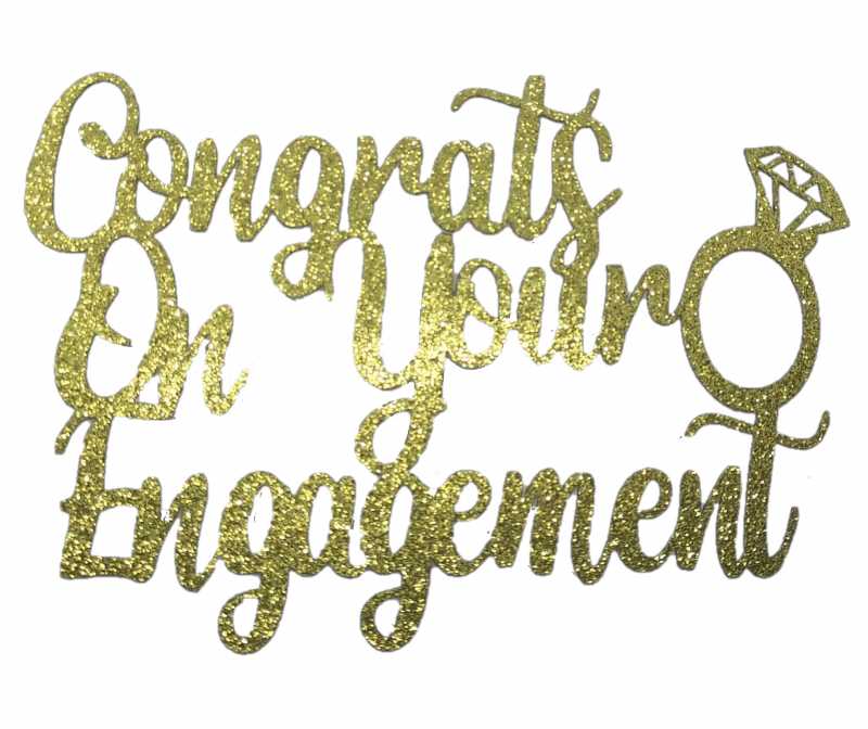 Cake Topper - Engagement Gold
