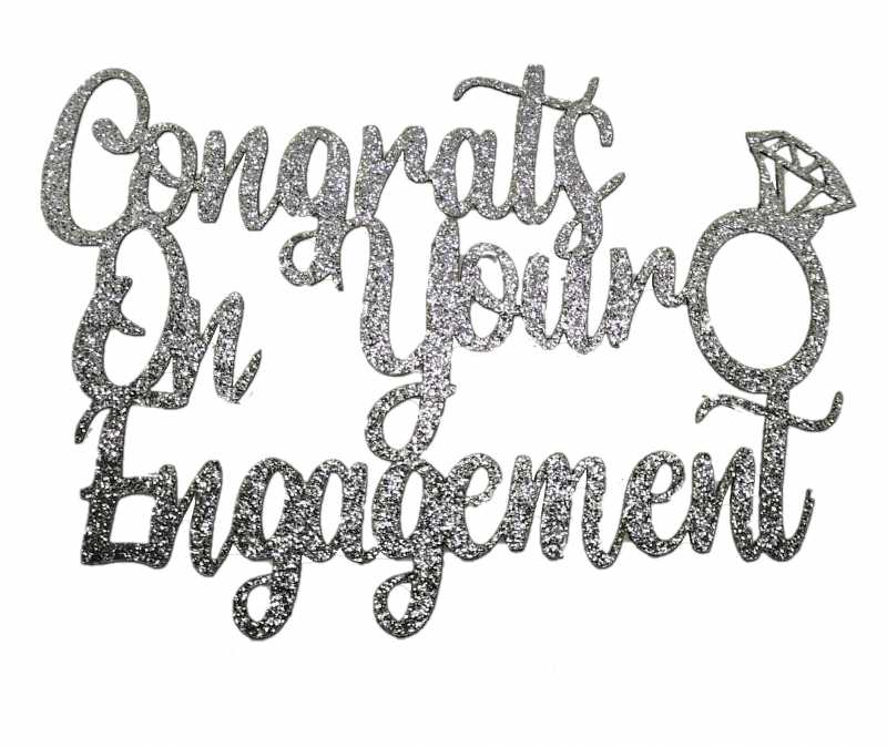 Cake Topper - Engagement Silver