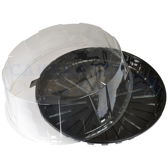 10"Cake Dome With Black Base + Clear Lid 4" Deep
