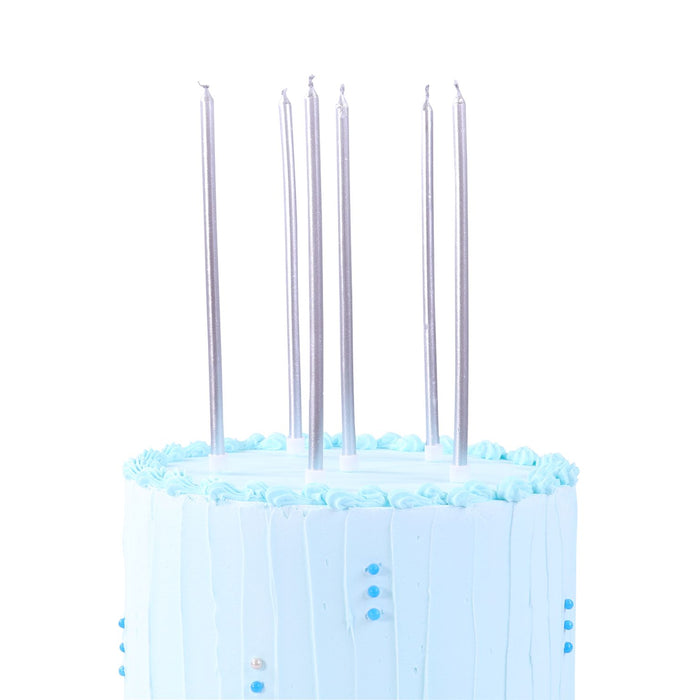 Candles - Silver Extra Tall with Holders Pk/16 (18cm / 7")