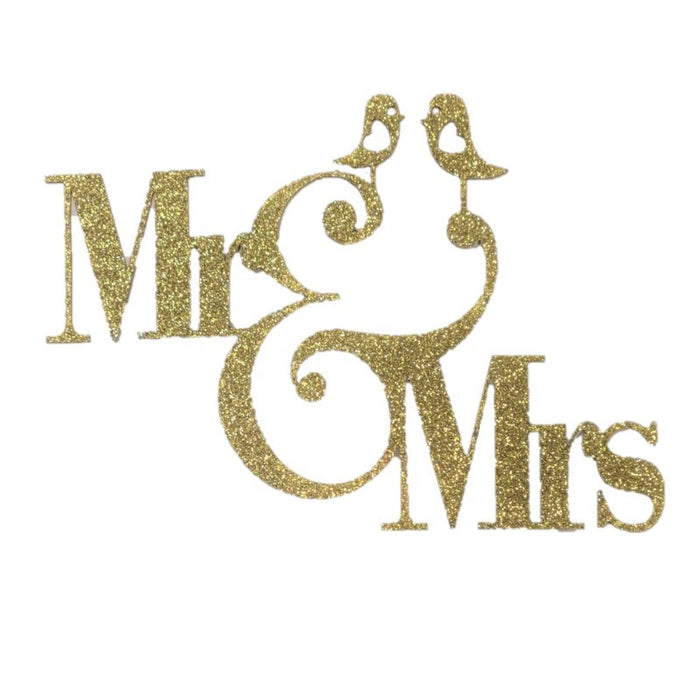 Mr & Mrs Lovebird Gold Glitter
