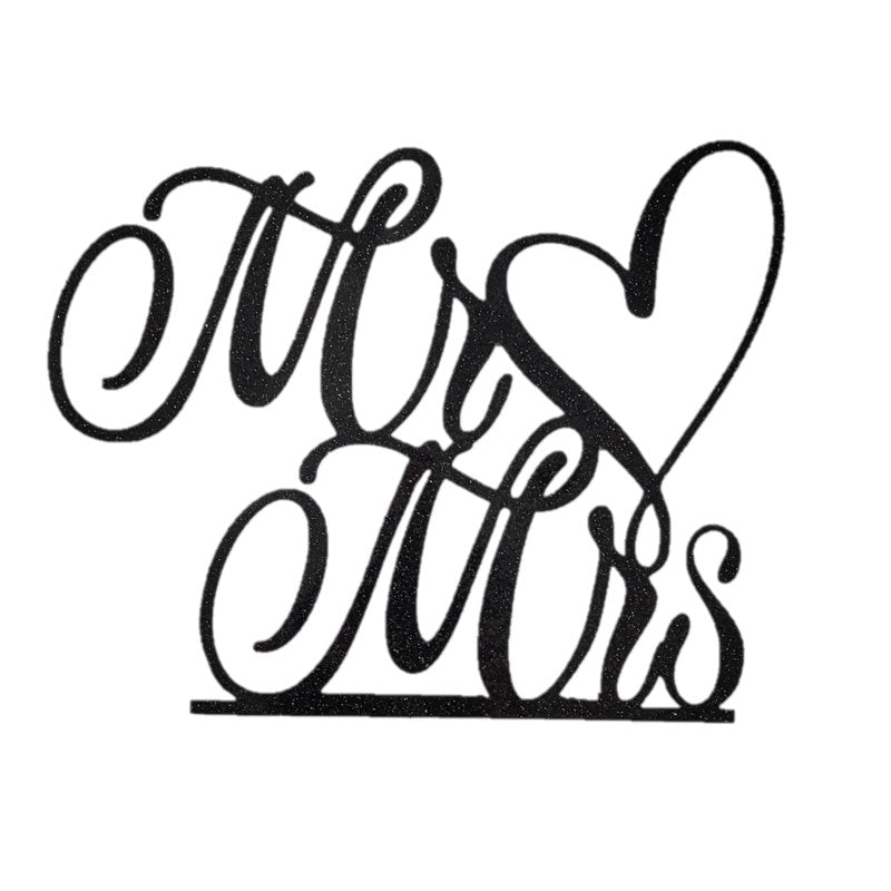 Mr & Mrs Heart Black Glitter