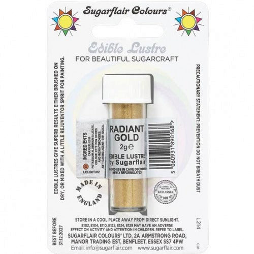 Sugarflair Edible Lustre Colour - Radiant Gold E171 Free