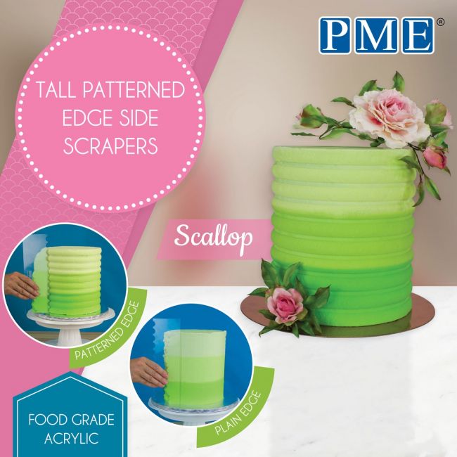 PME Tall Patterned Edge Side Scraper - Scallop Stripes