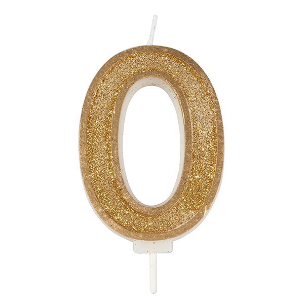 Gold Sparkle Number Candles 0-9
